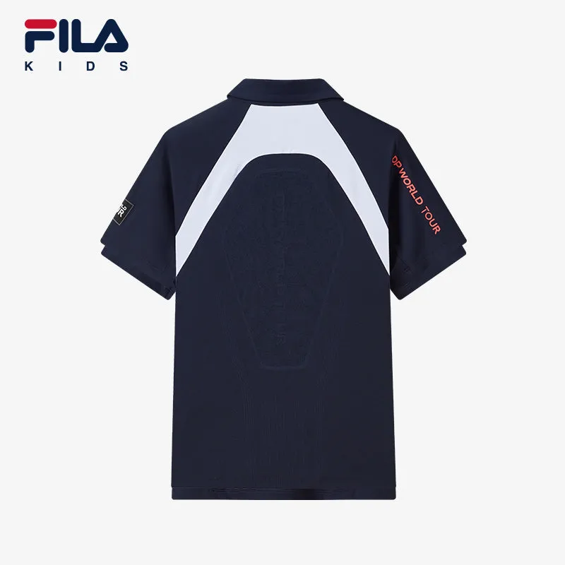 (130-170cm) FILA KIDS PERFORMANCE GOLF Boy's Short Sleeve Polo in Blue