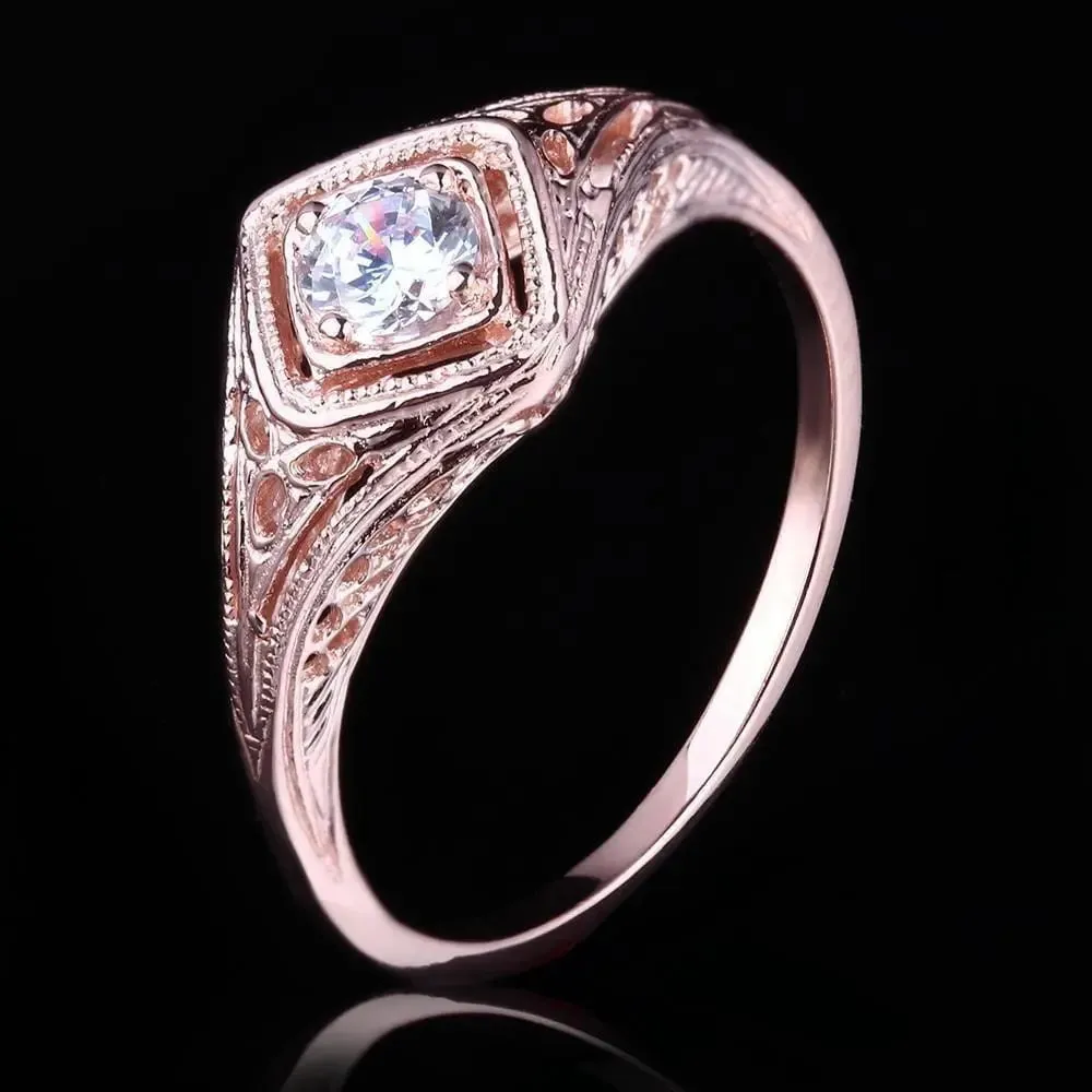 14k Rose Gold Vintage / Unique Moissanite Ring 0.3ct