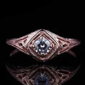 14k Rose Gold Vintage / Unique Moissanite Ring 0.3ct