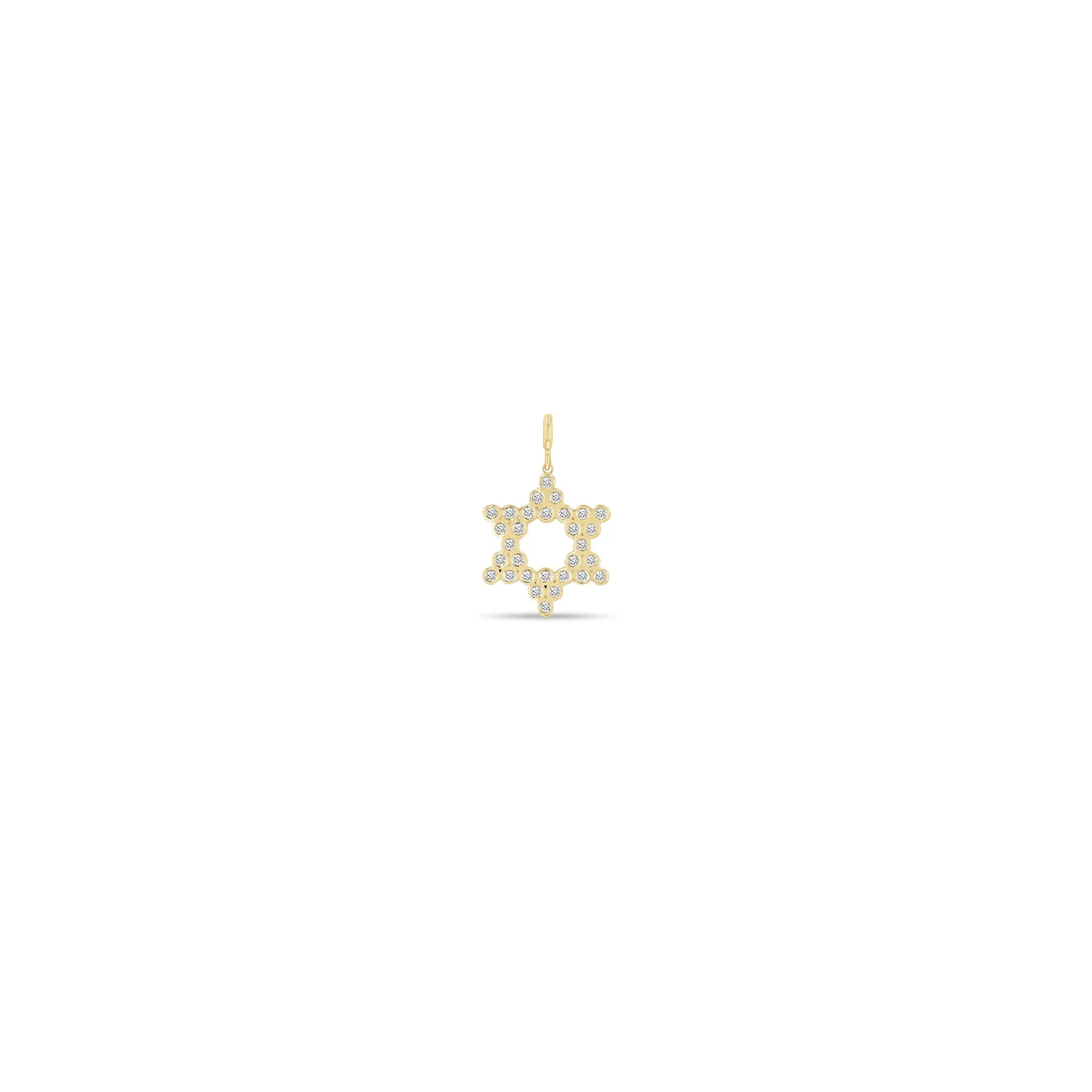 14k Single Small Diamond Bezel Star of David Charm Pendant