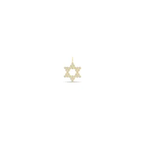 14k Single Small Diamond Bezel Star of David Charm Pendant