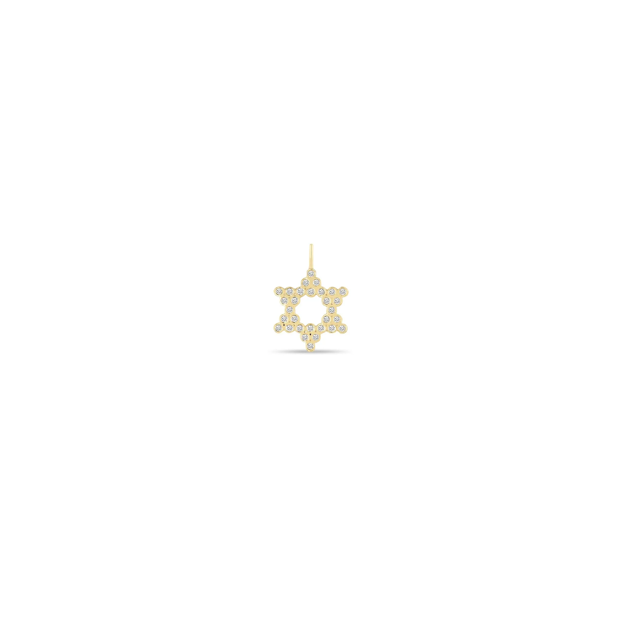 14k Single Small Diamond Bezel Star of David Charm Pendant