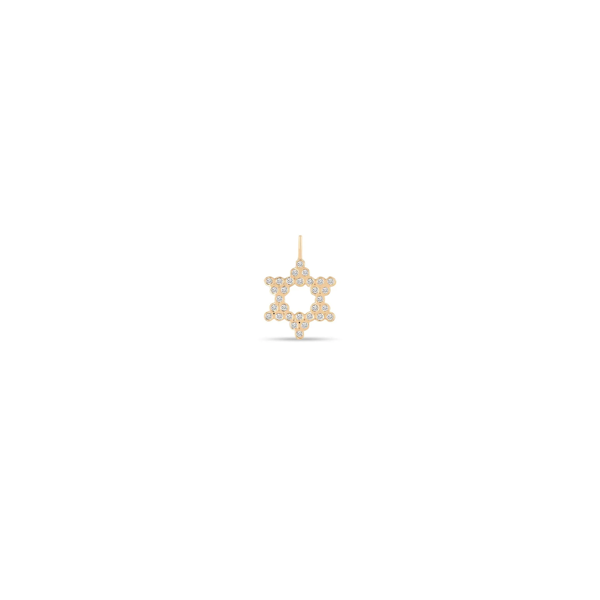 14k Single Small Diamond Bezel Star of David Charm Pendant