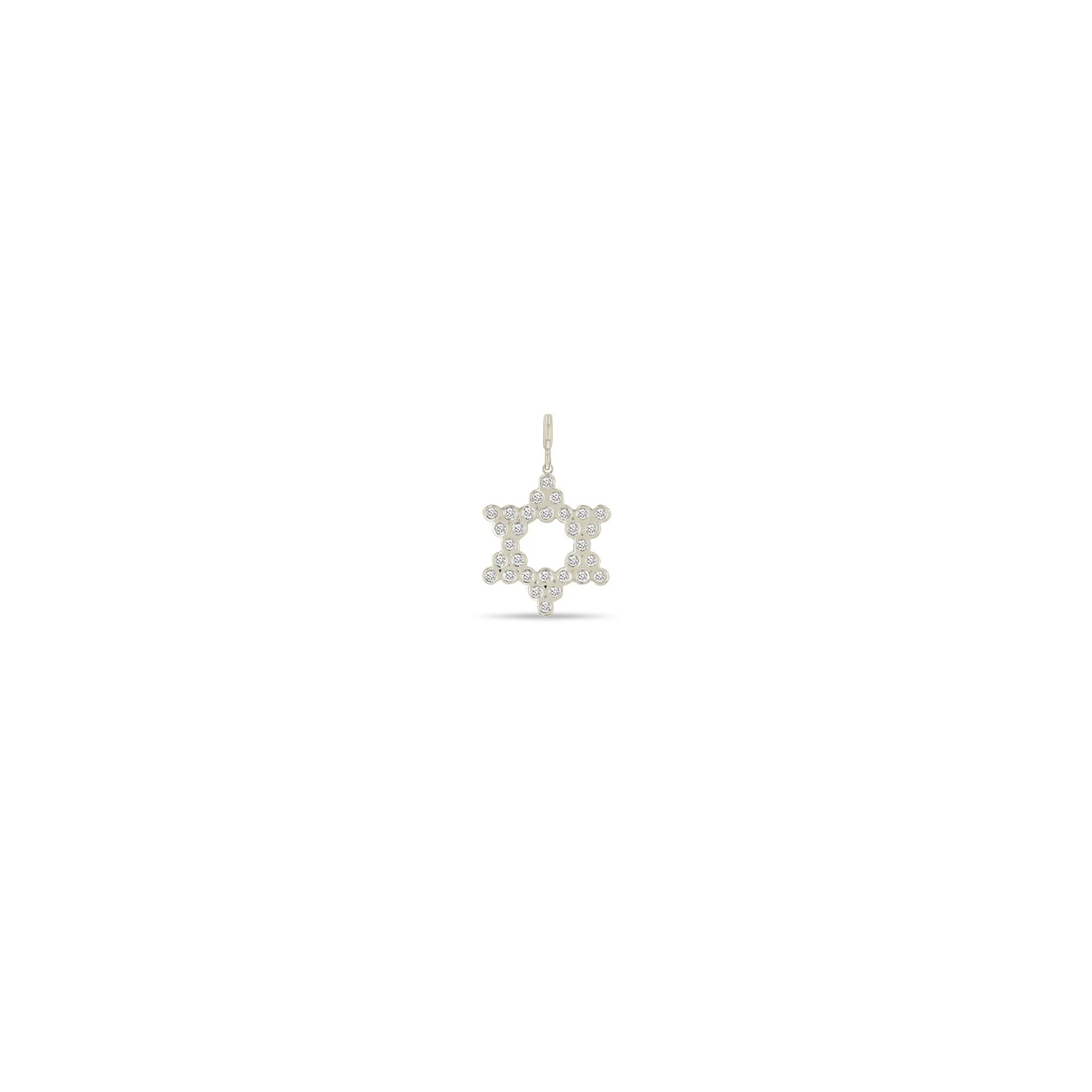 14k Single Small Diamond Bezel Star of David Charm Pendant