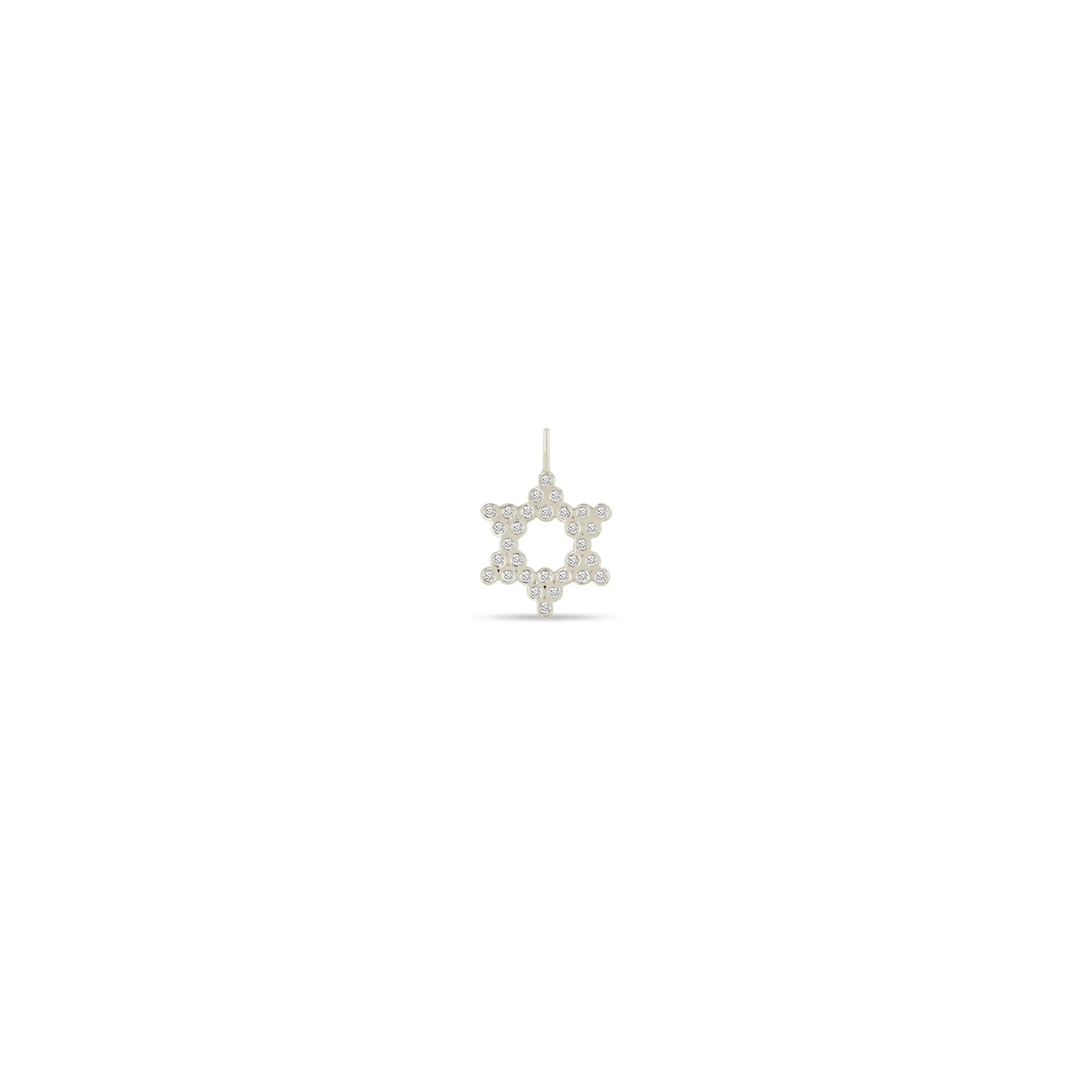 14k Single Small Diamond Bezel Star of David Charm Pendant