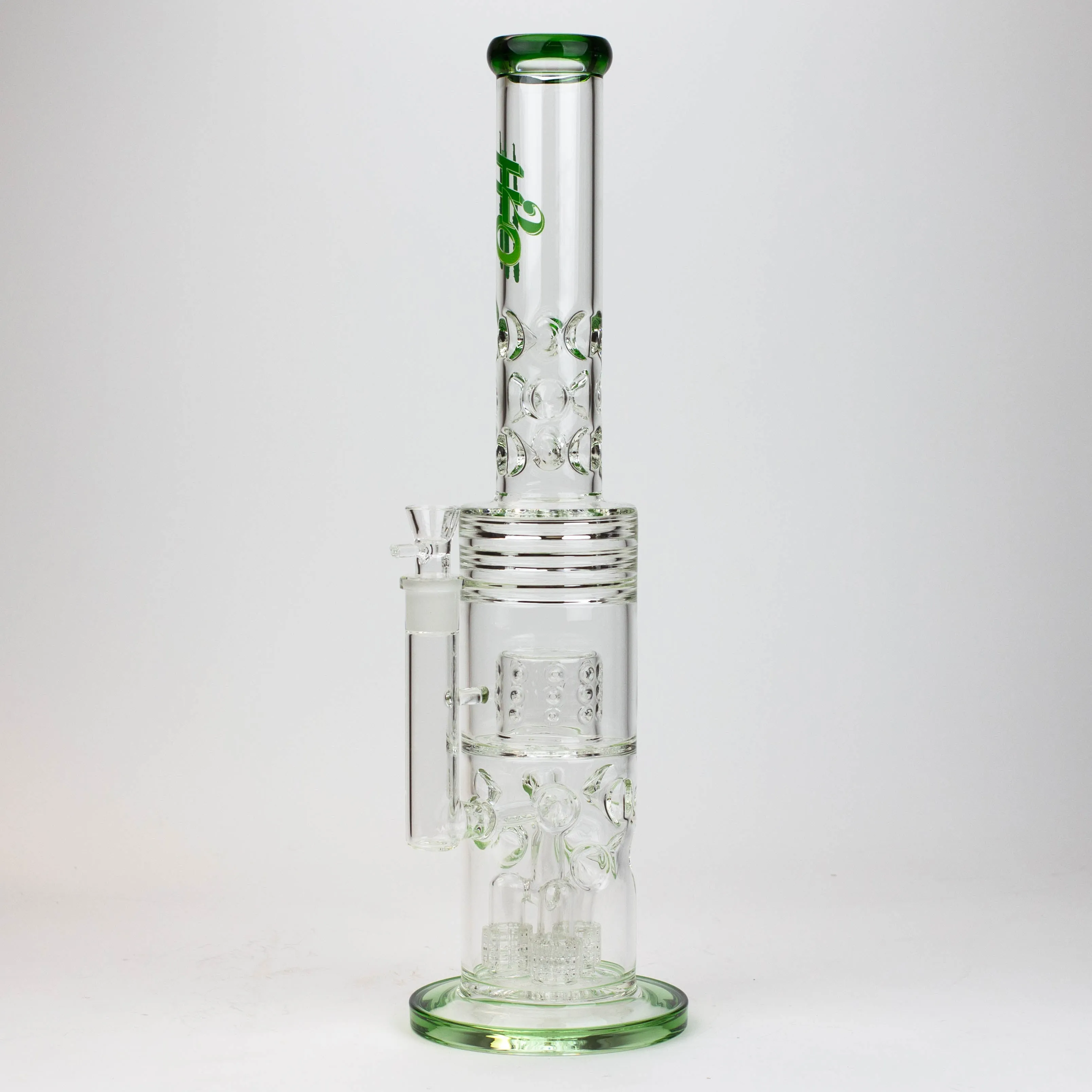 18" H2O Glass Tube Bong with Thriple Mini Showerhead Diffuser