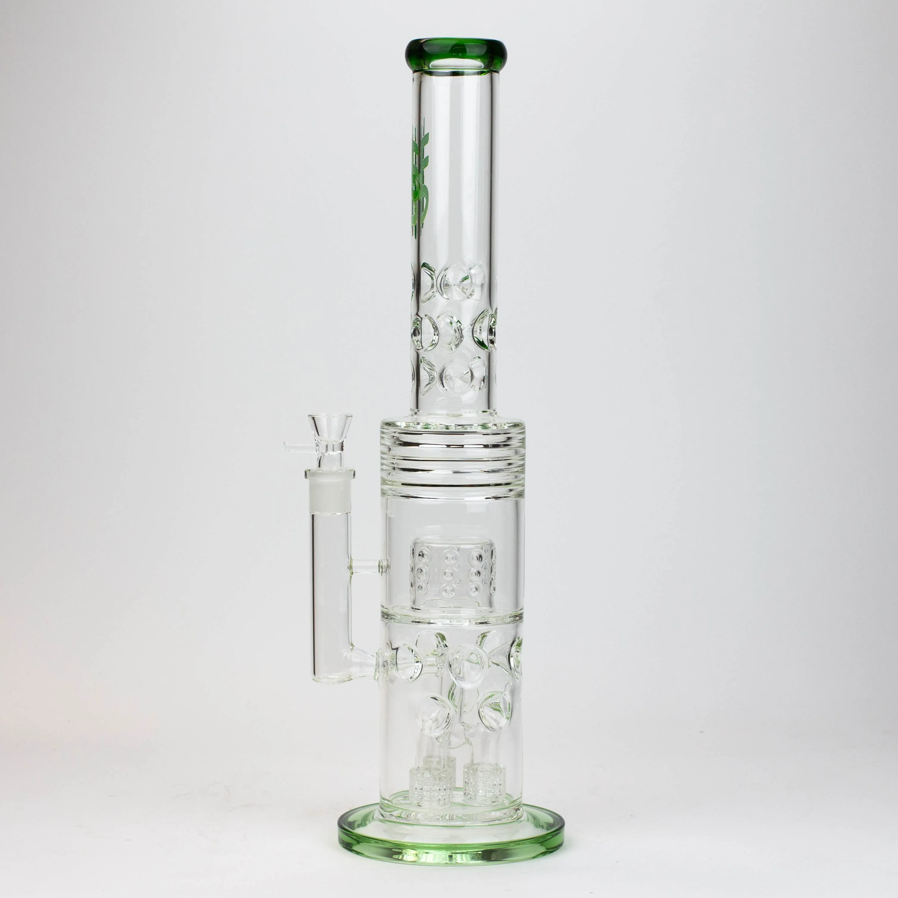 18" H2O Glass Tube Bong with Thriple Mini Showerhead Diffuser