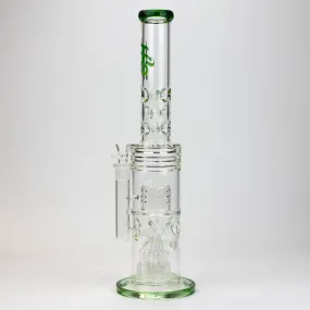 18" H2O Glass Tube Bong with Thriple Mini Showerhead Diffuser