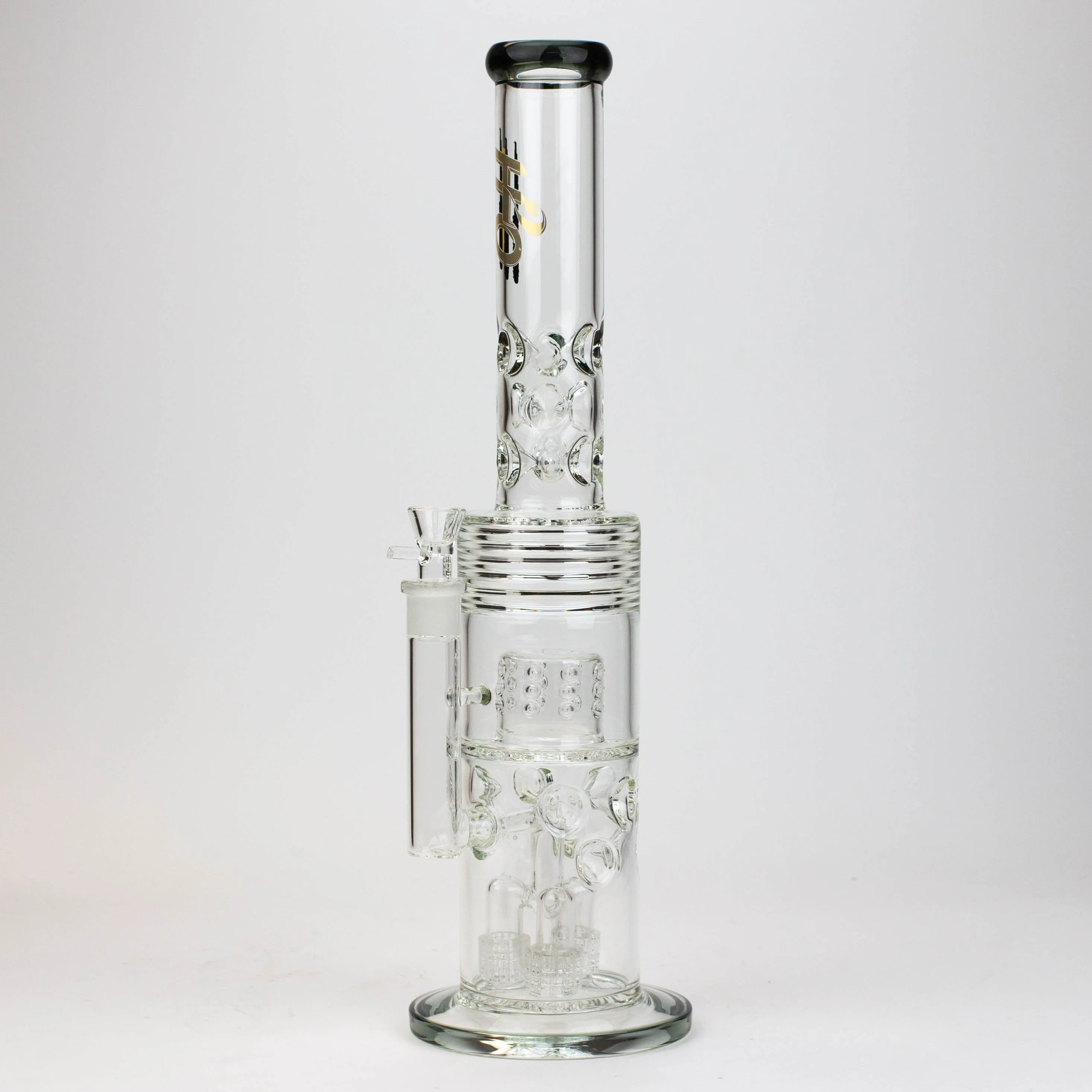 18" H2O Glass Tube Bong with Thriple Mini Showerhead Diffuser