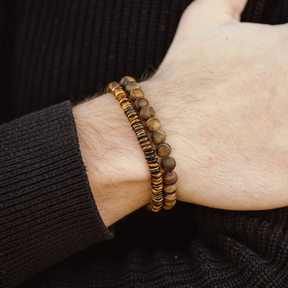 8mm Round Gemstone Bracelet Matt Tiger Eye