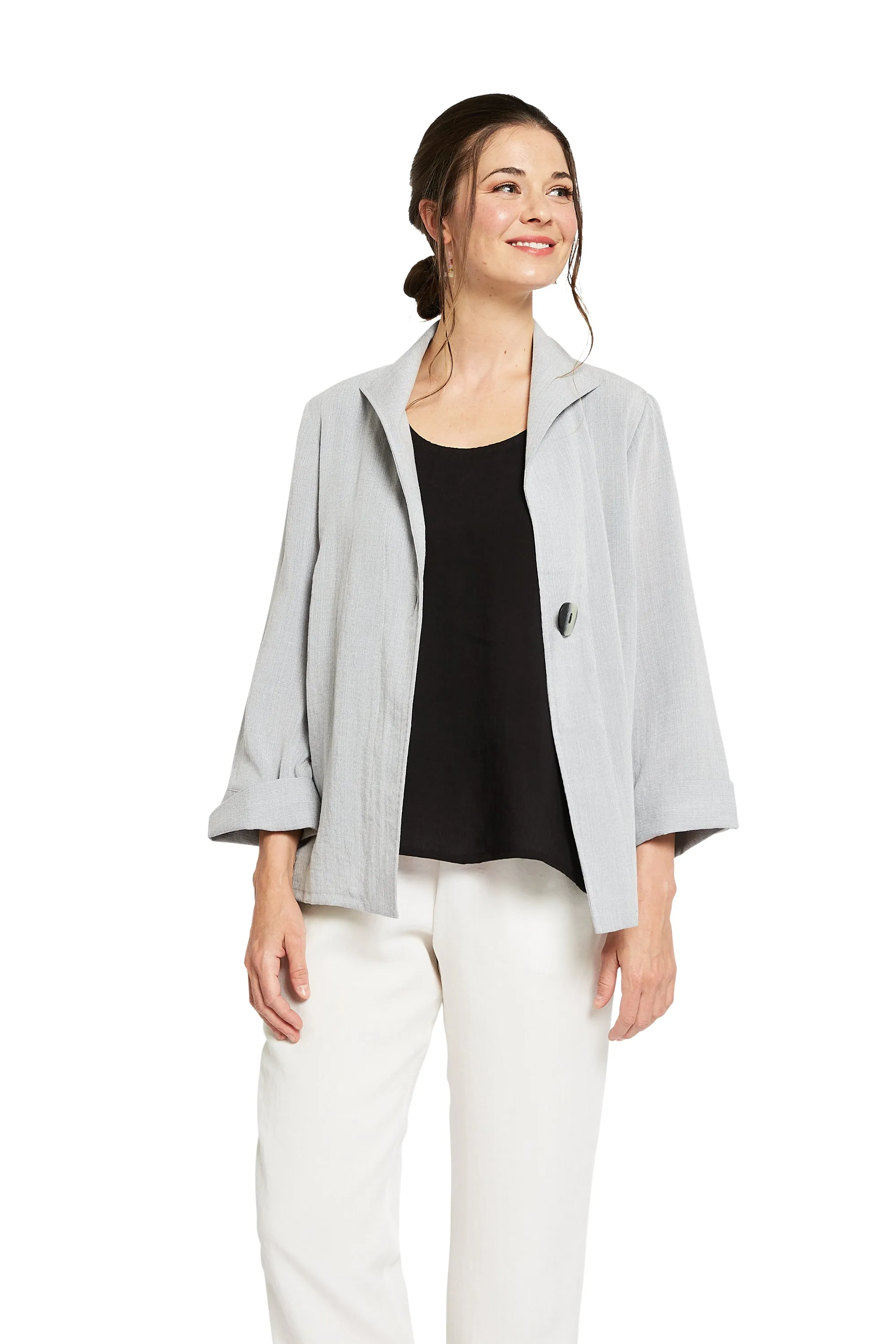 AA188 - One Button Short Linen Jacket