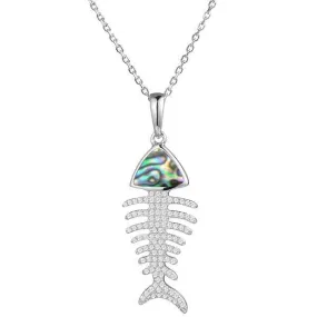 Abalone Pavé Fishbone Pendant