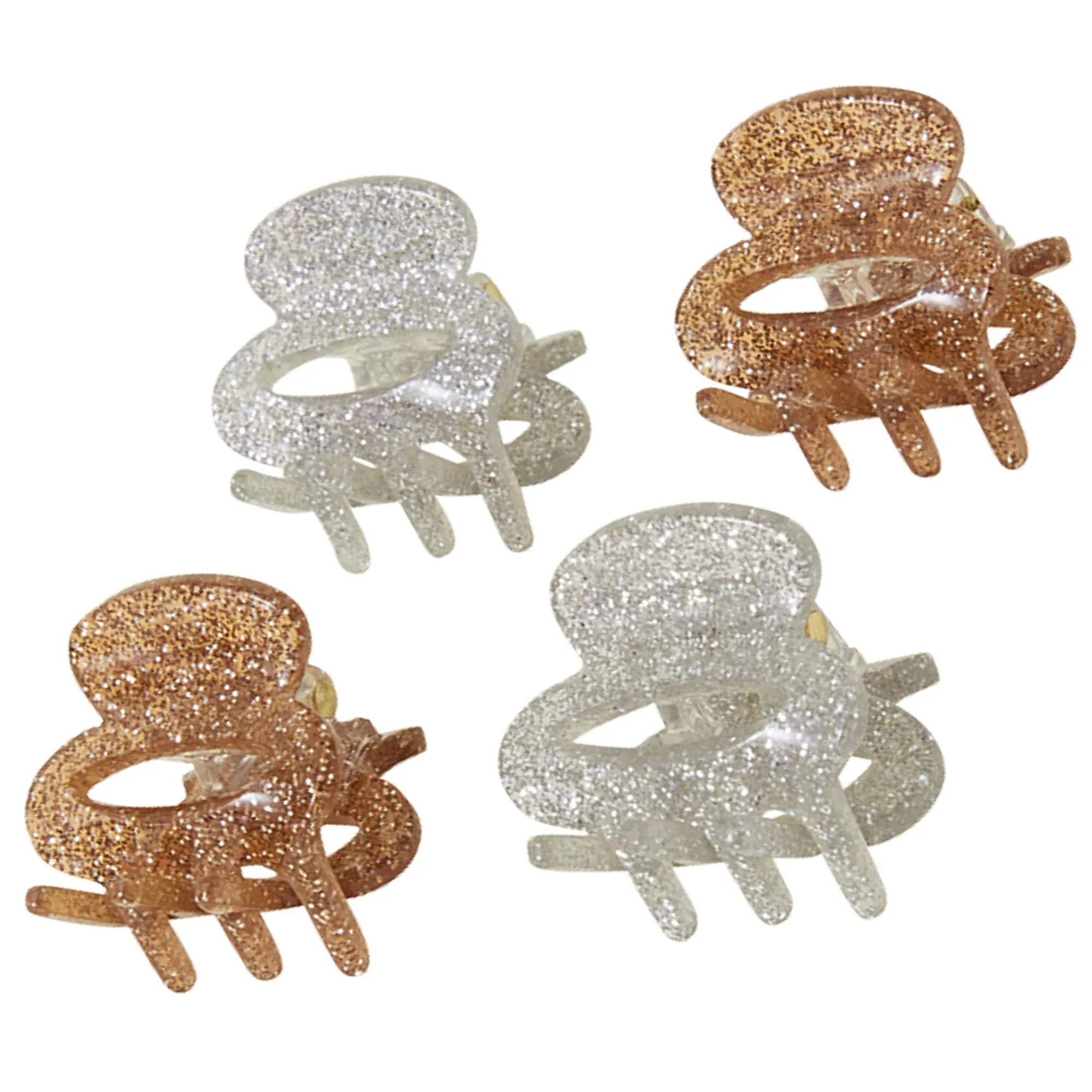 Accessorize London Mini Oval Glitter Claw Clips Set Of Four