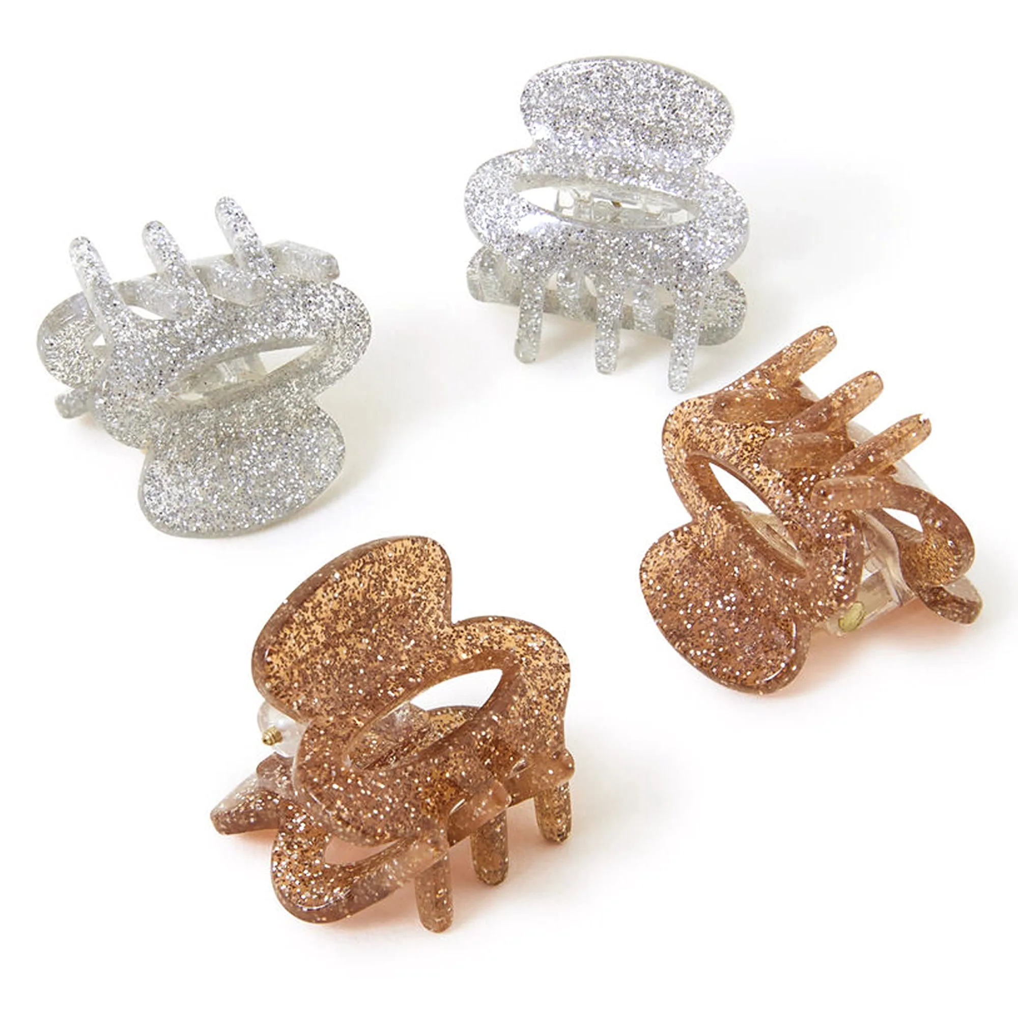 Accessorize London Mini Oval Glitter Claw Clips Set Of Four