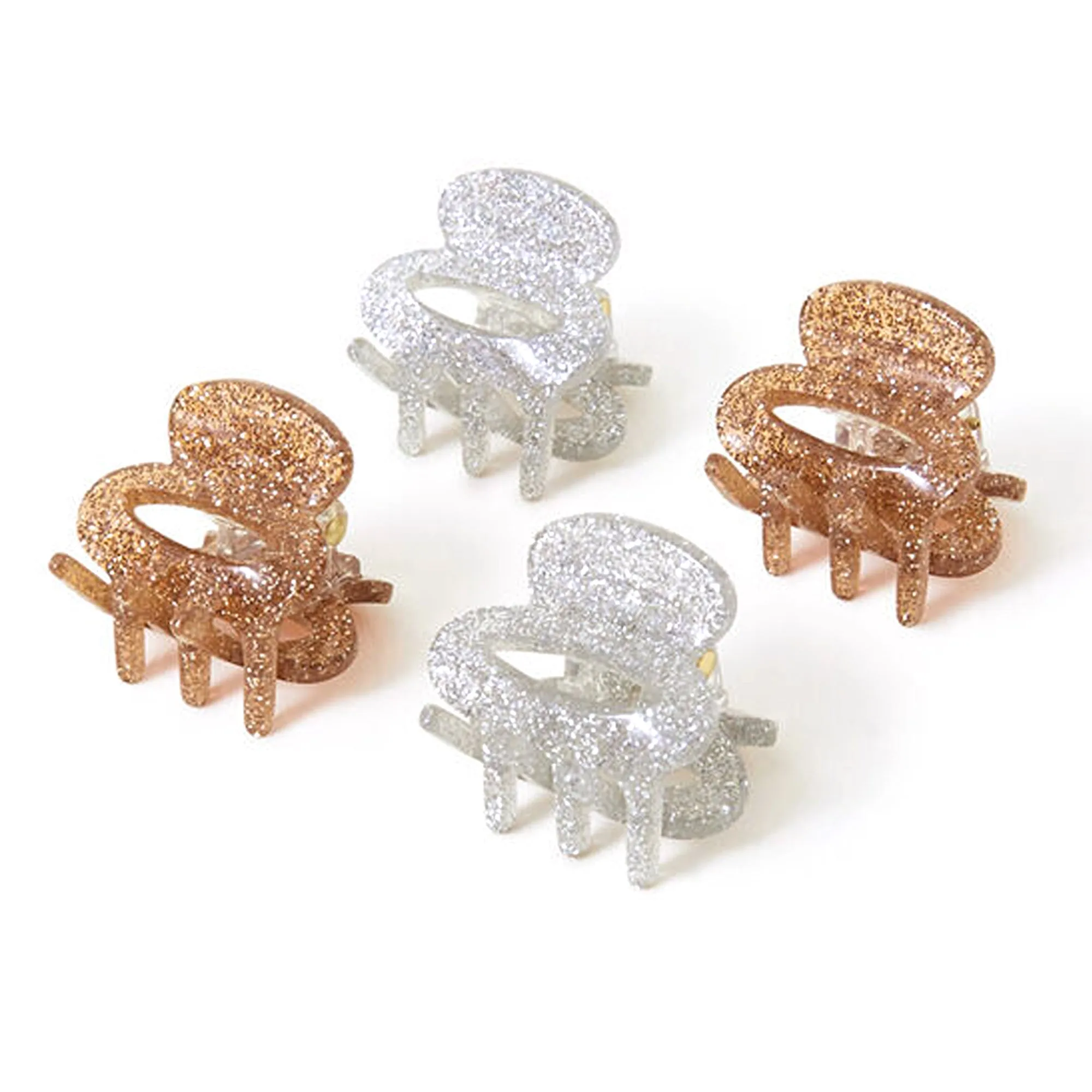 Accessorize London Mini Oval Glitter Claw Clips Set Of Four