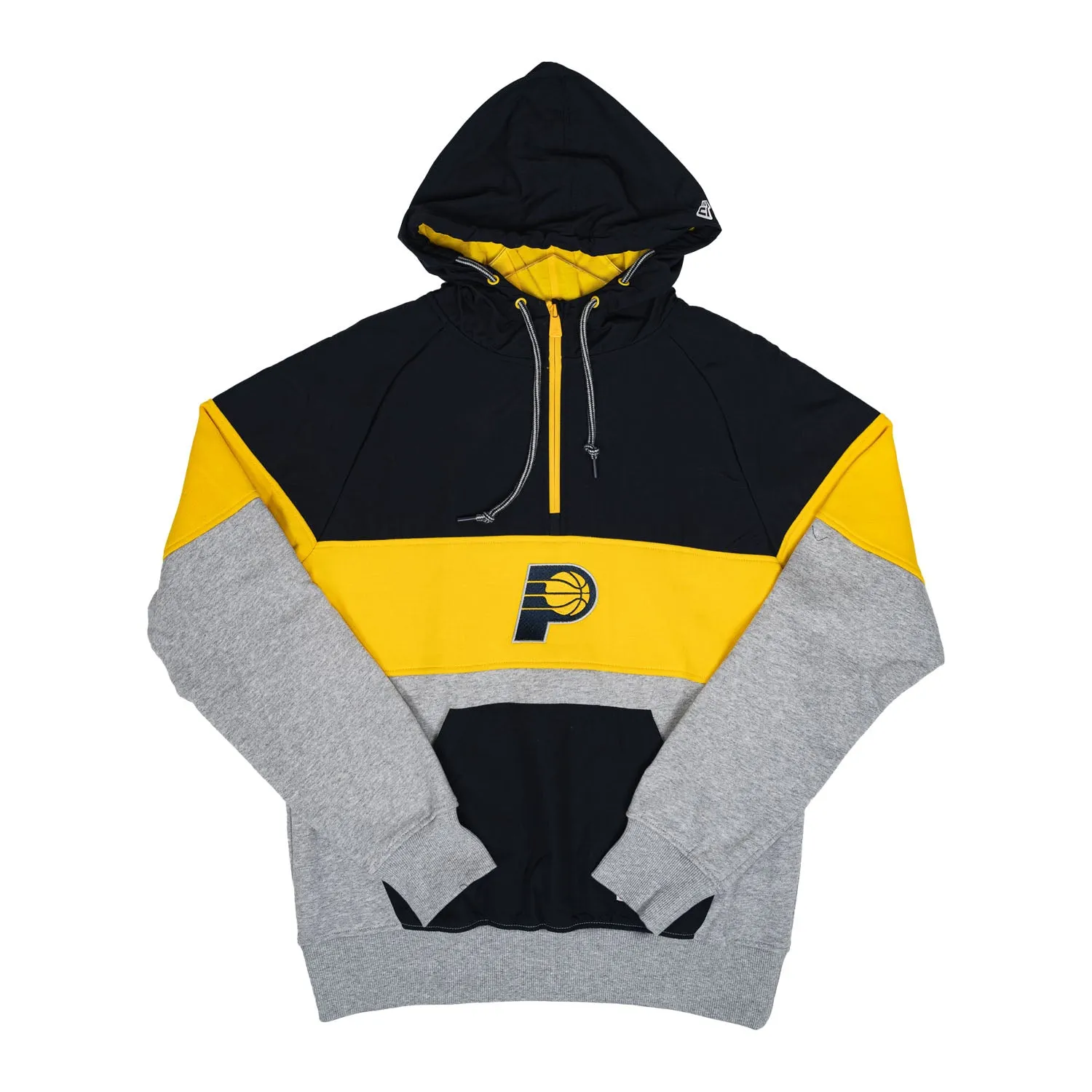 Adult Indiana Pacers 1/4 Zip Hooded Sweatshirt in Grey by New Era