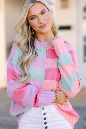 All About You Mint & Coral Striped Sweater