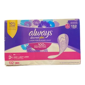 Always Discreet Plus Liners, Very Light Absorbency, Long Length (132 ct.)