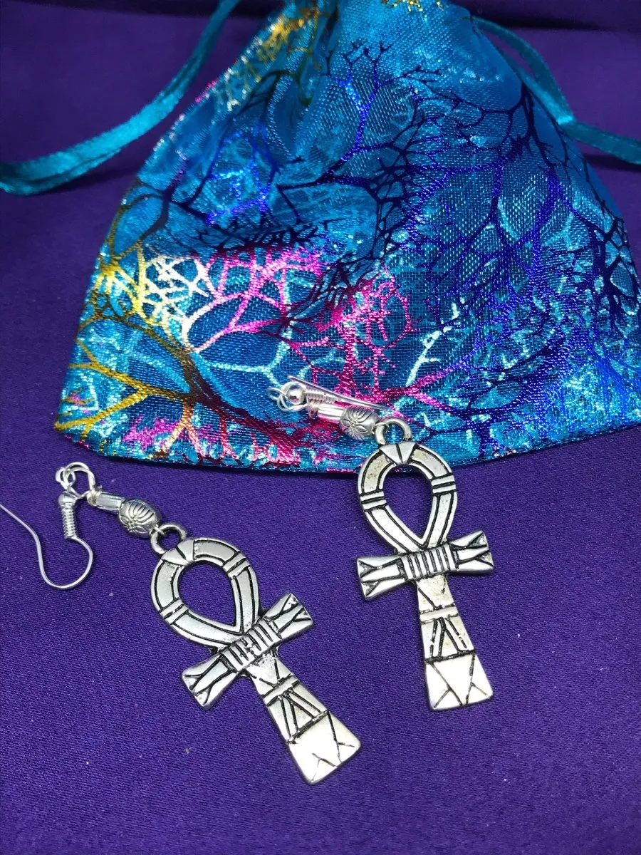 Ankh Charm Earrings made with Silver