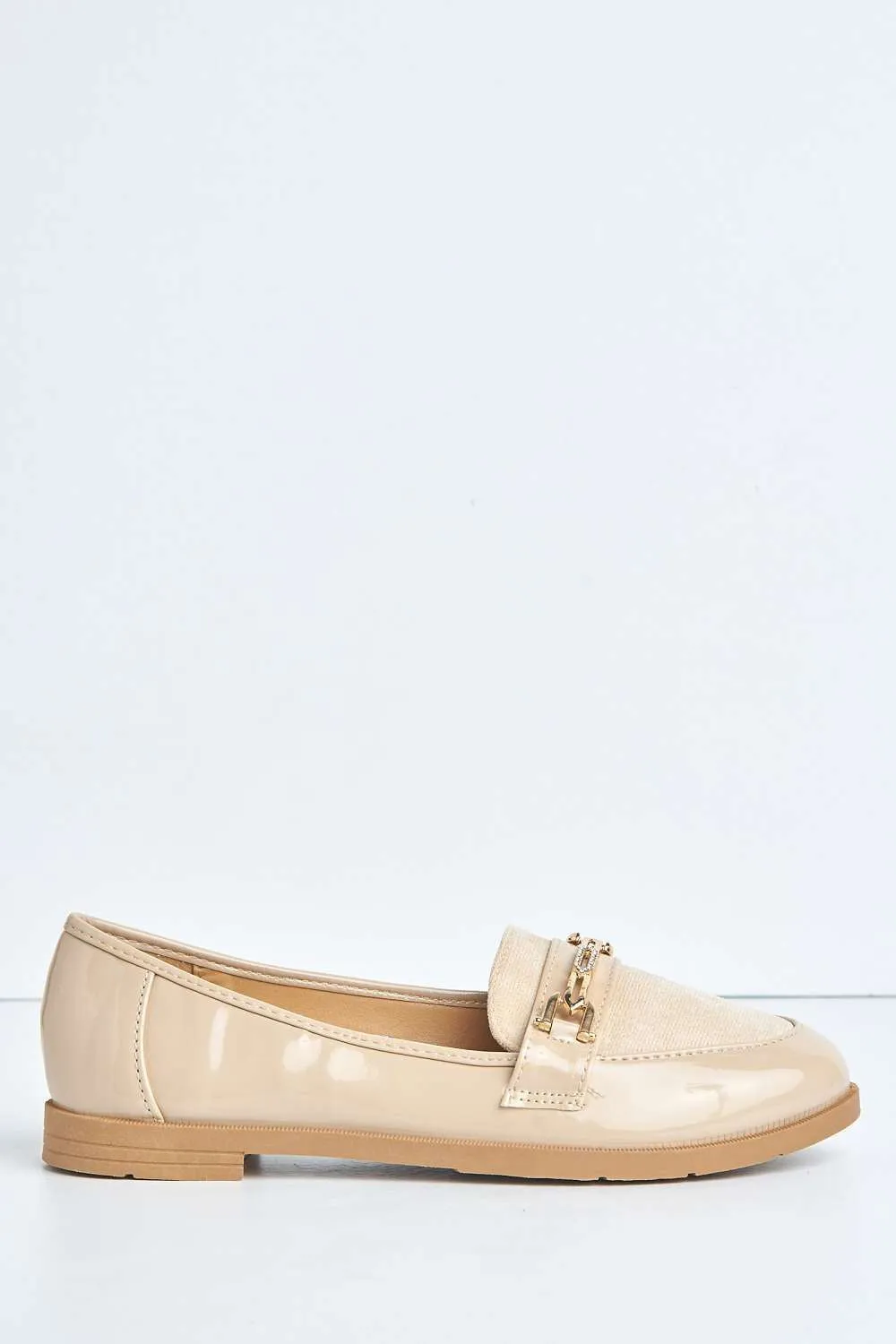 Ariee Diamante Detail Loafers in Beige