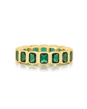 Bezel Emerald Ballier Ring- Emerald Green- Gold