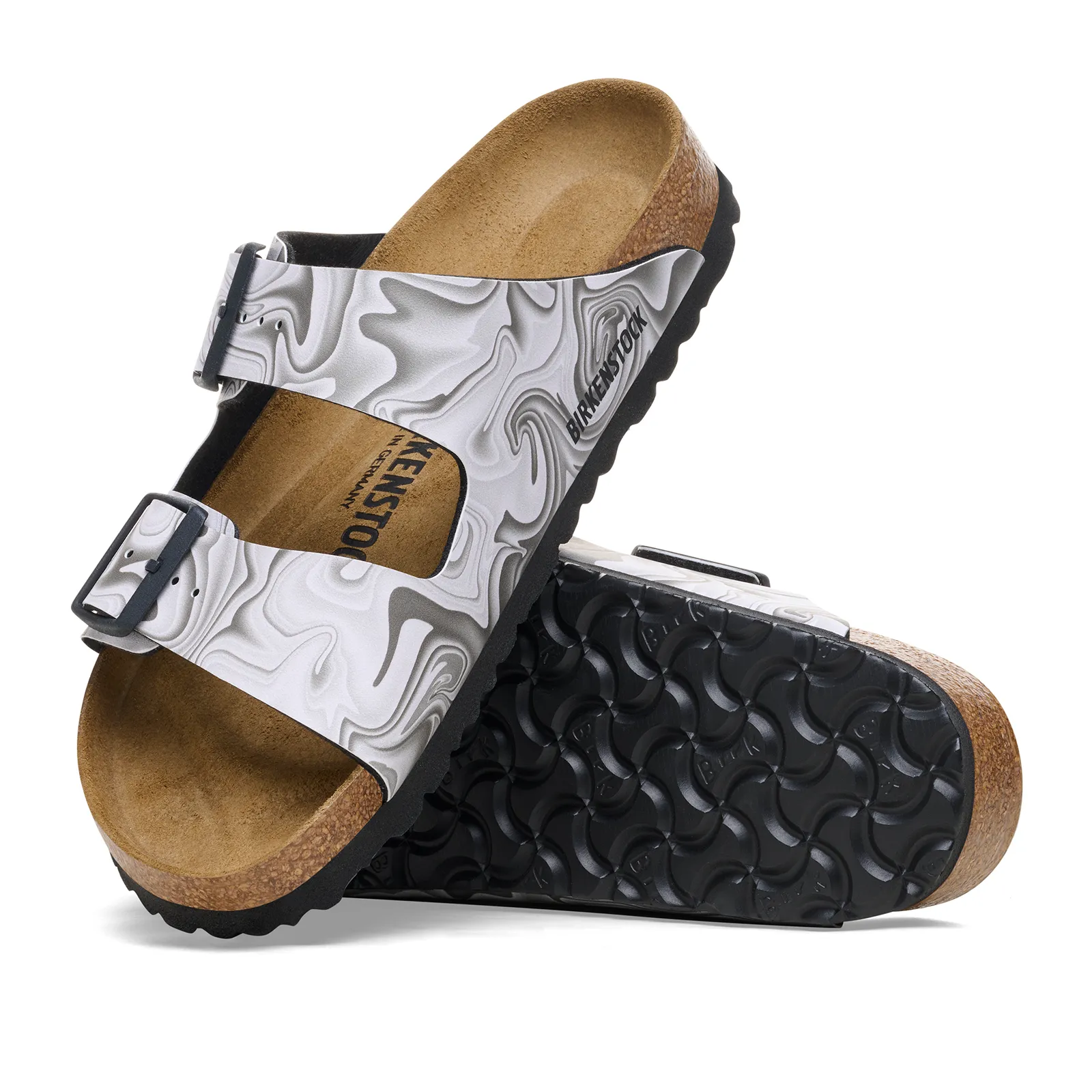 Birkenstock Arizona Narrow Slide Sandal (Women) - Marble Black Birko-Flor