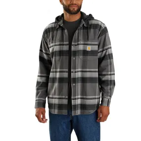 'Carhartt' Men's Rugged Flex Flannel Fleece Lined Hooded Shirt Jac - Black