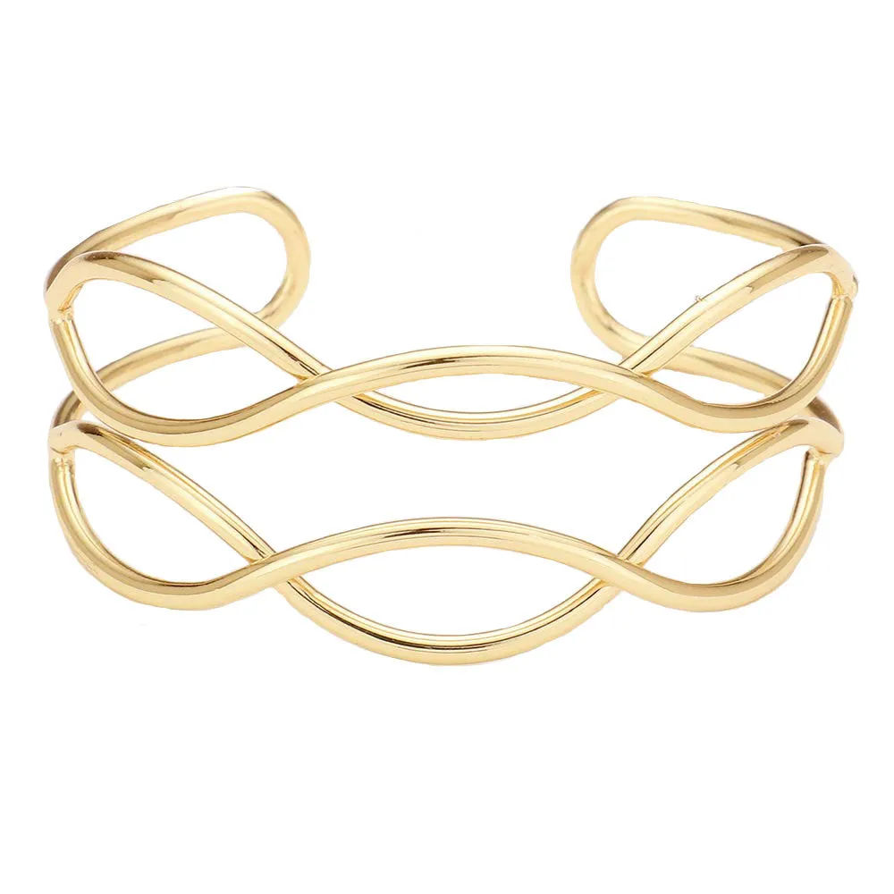 Casual Braided Brass Metal Cuff Bracelet