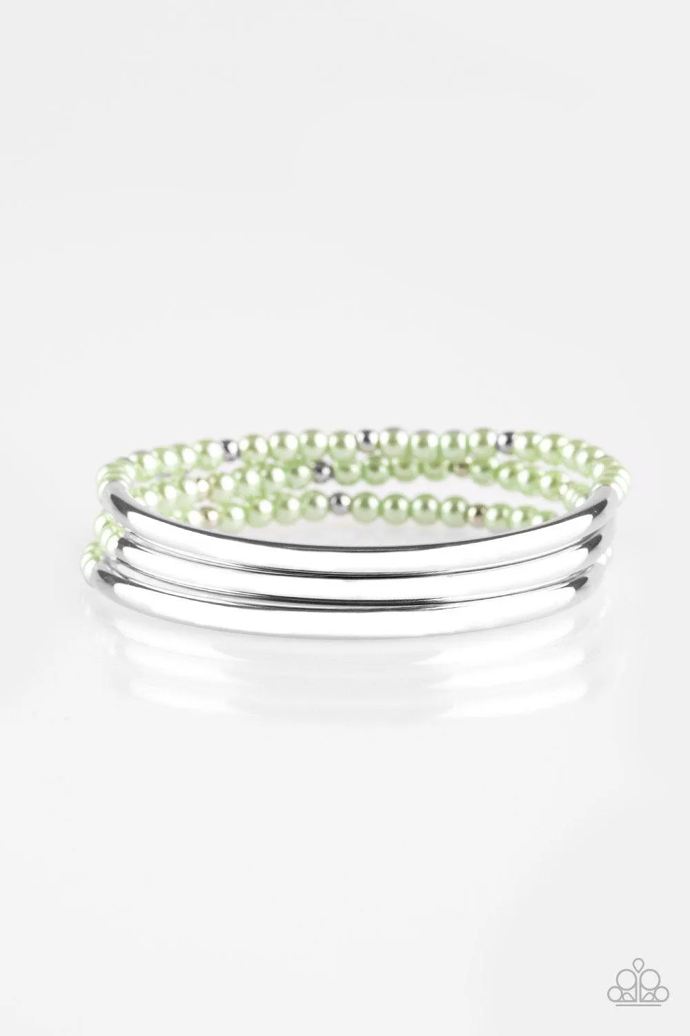 City Pretty Mint Green and Silver Bracelet Set - Paparazzi Accessories