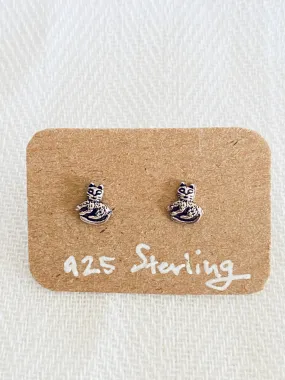 Cute Sitting Kitty 925 Sterling Silver Stud Earrings