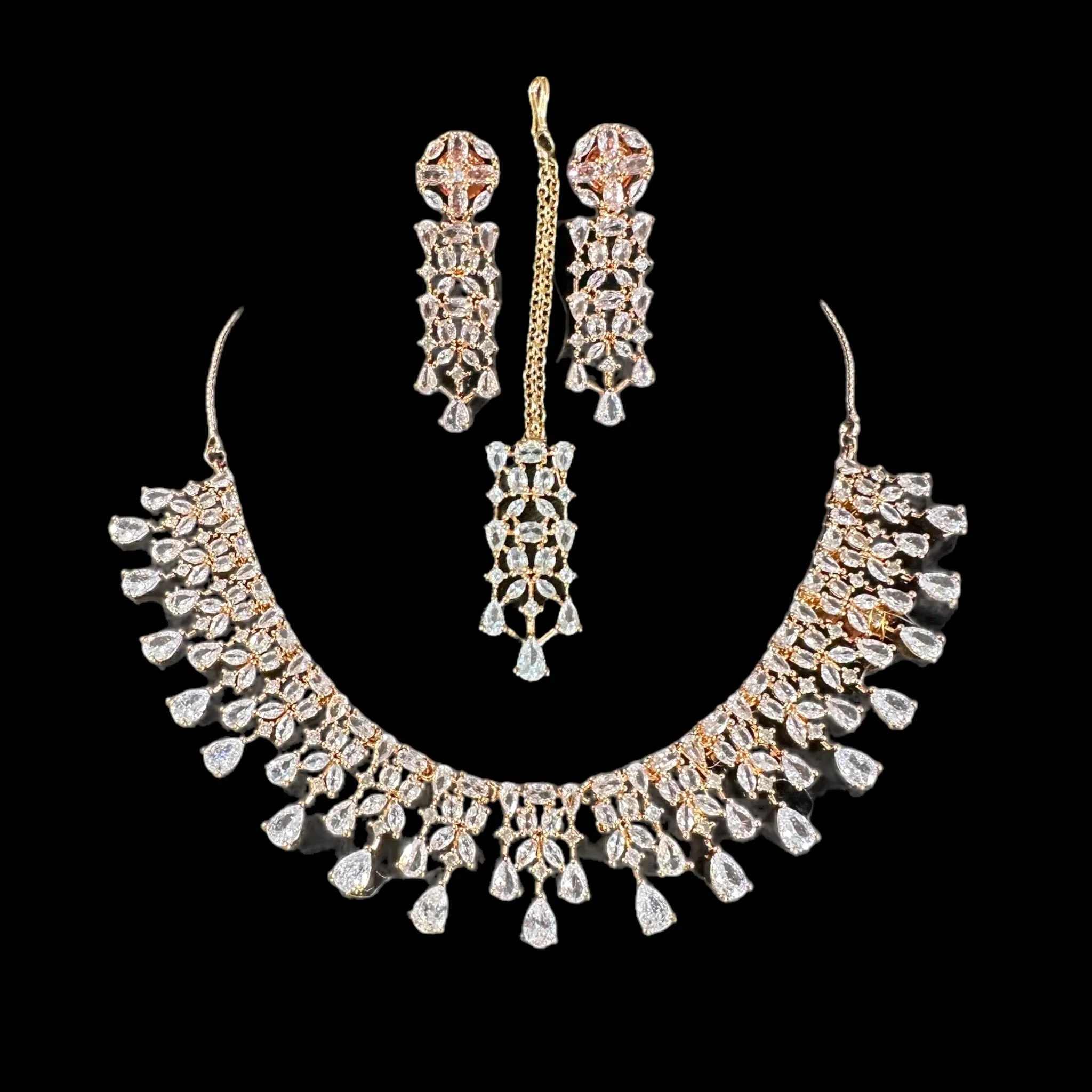 DNS121 Afza rose gold necklace set (READY TO SHIP )