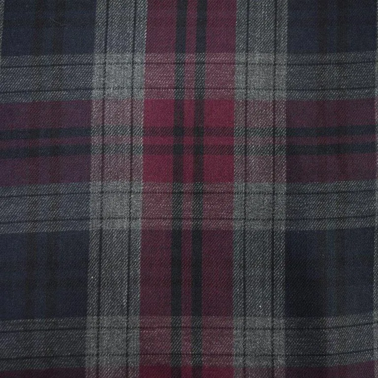 'FX Fusion' Men's Melange Plaid Button Down - Burgundy /  Navy / Grey