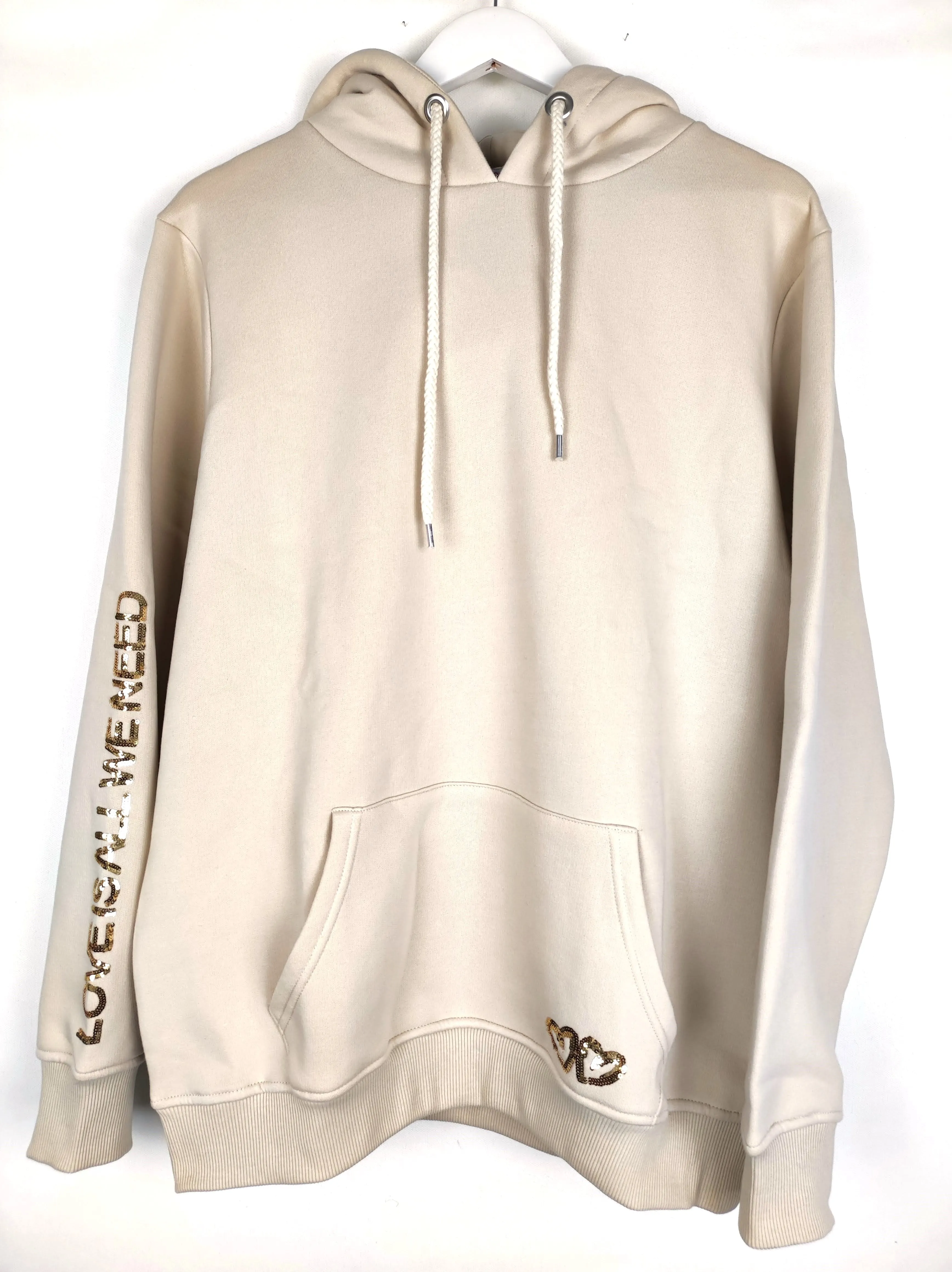 HOODIE ZWILLINGSHERZ BW "DOREA" LOVE BEIGE ONE SIZE