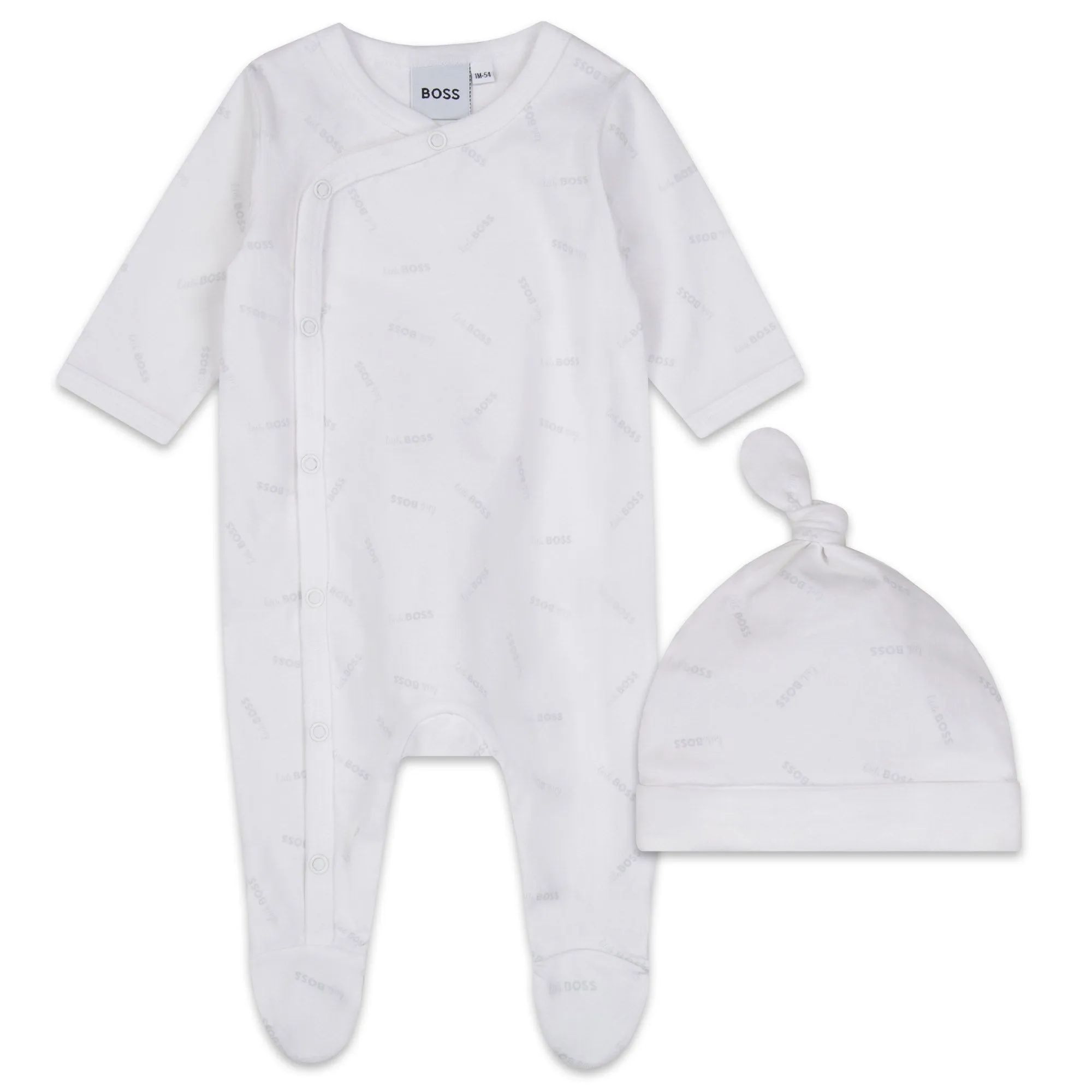 Hugo Boss Baby White Sleeper & Hat Set _ J98379-10B