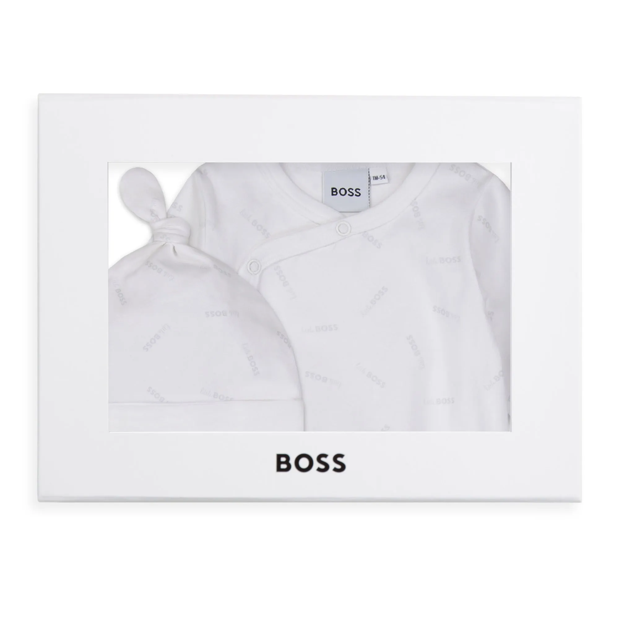 Hugo Boss Baby White Sleeper & Hat Set _ J98379-10B