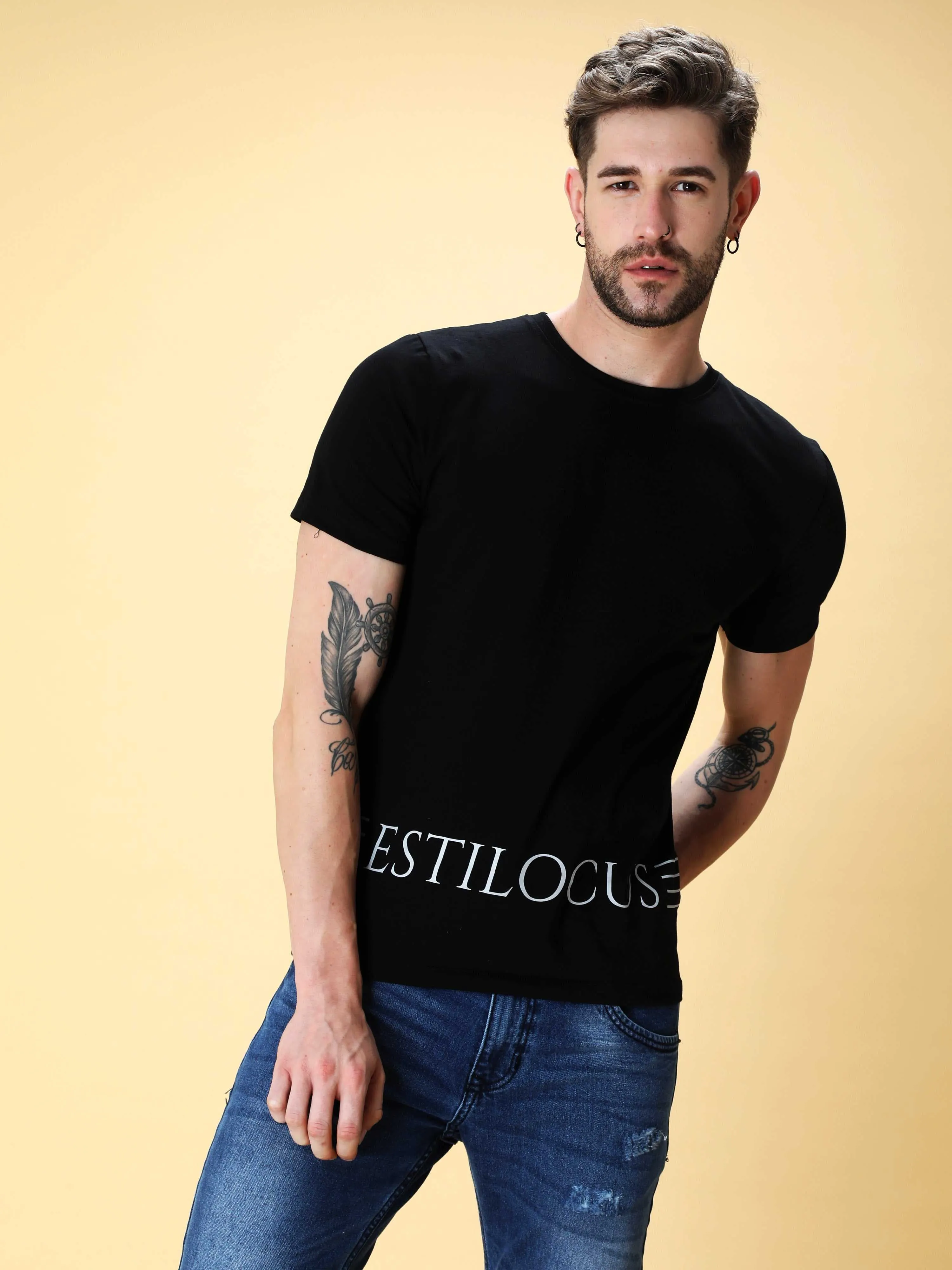 Jade Black Crew neck T-Shirt