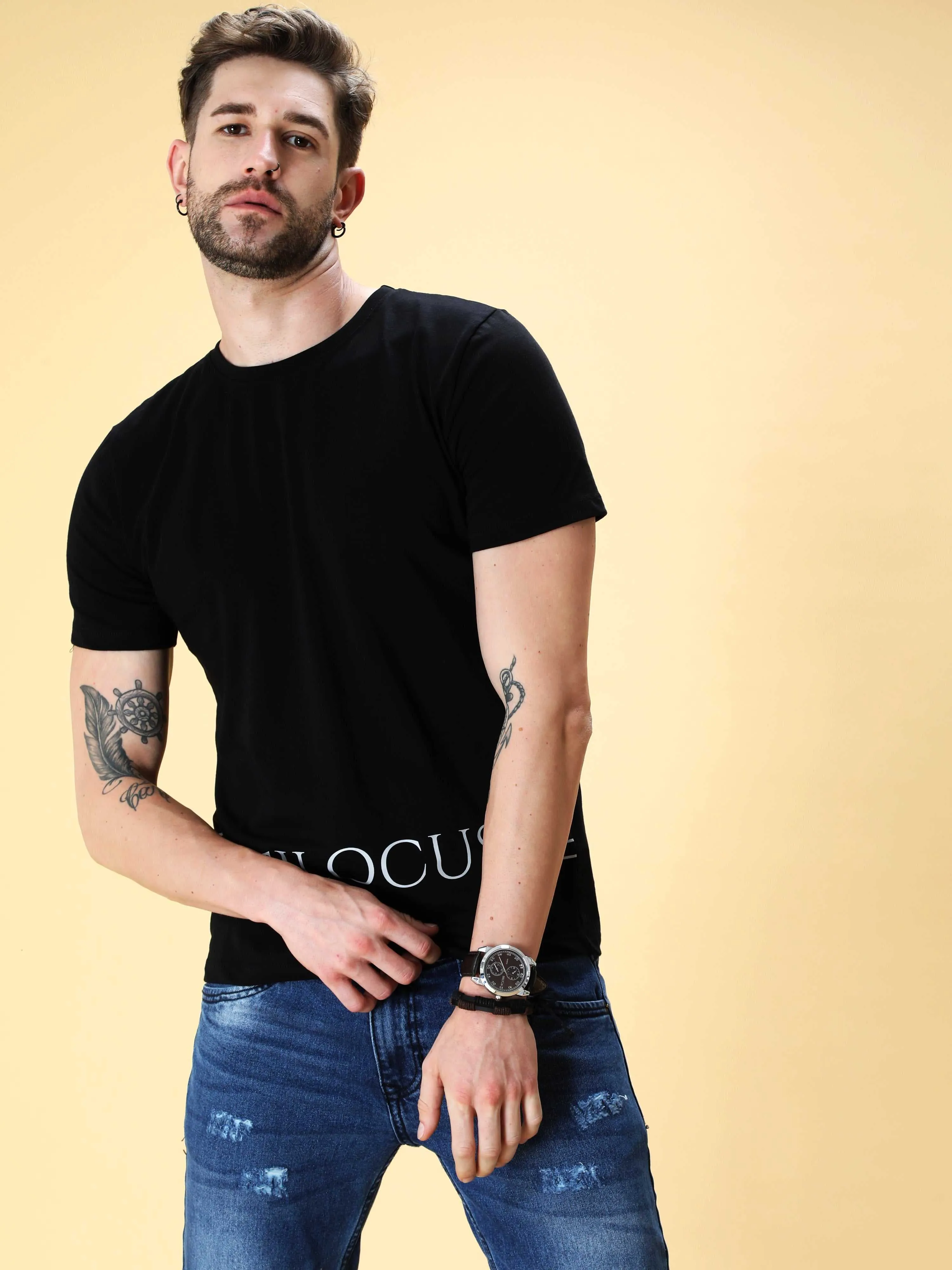 Jade Black Crew neck T-Shirt