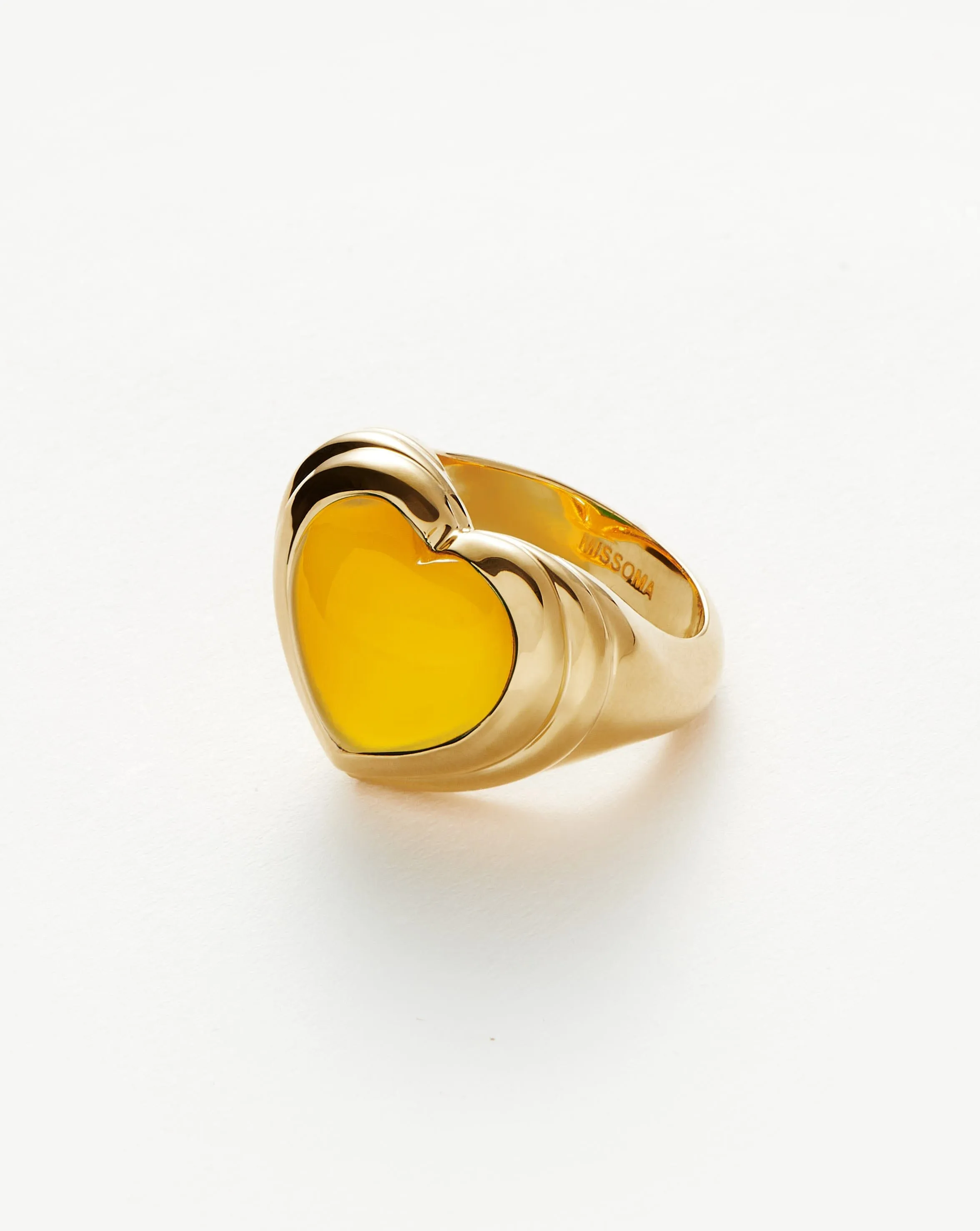 Jelly Heart Gemstone Ring | 18ct Gold Plated/Mango Chalcedony