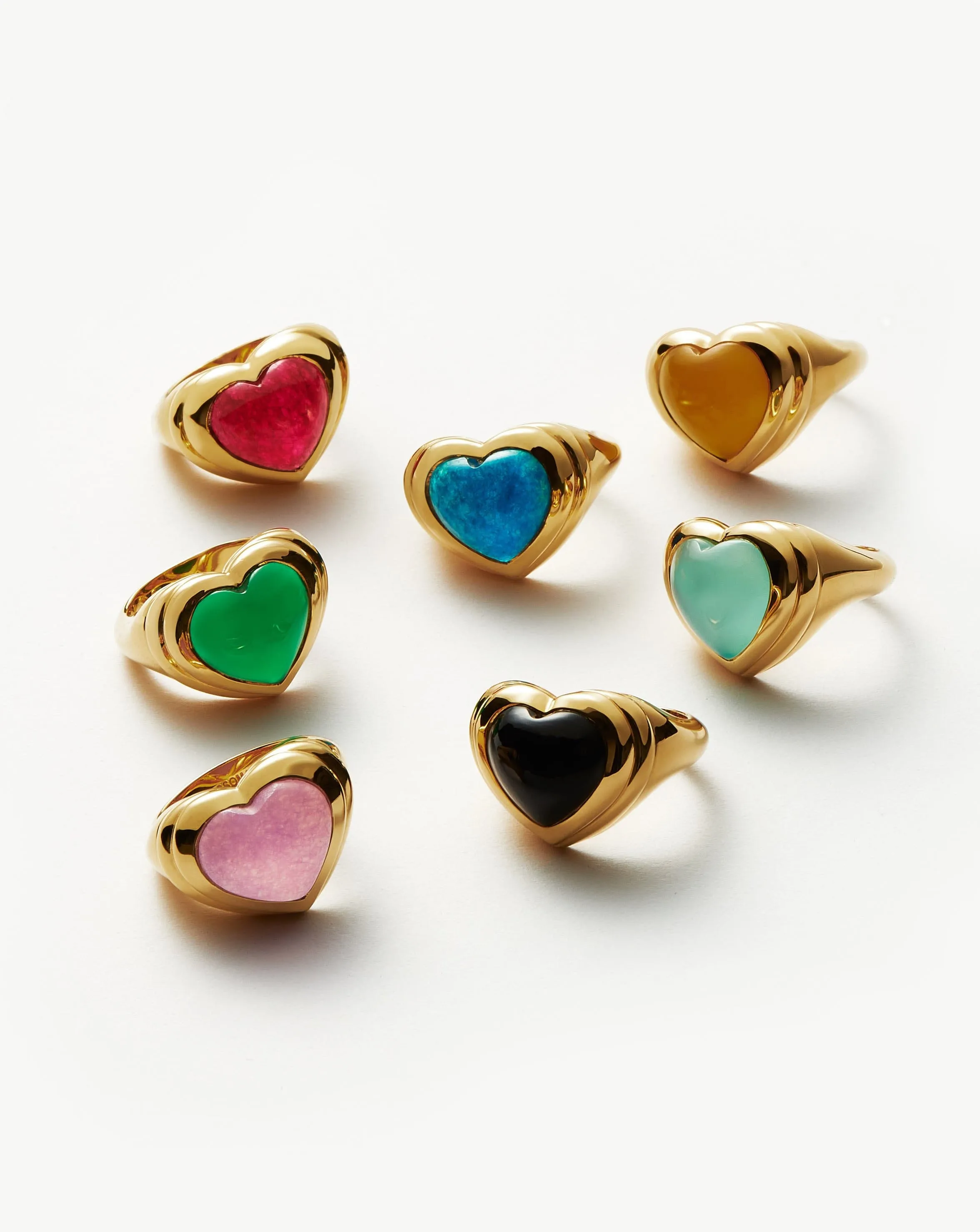 Jelly Heart Gemstone Ring | 18ct Gold Plated/Mango Chalcedony