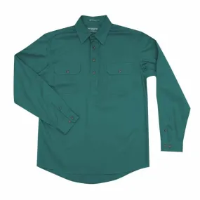 Just Country Cameron 1/2 Button Workshirt - Dark Green