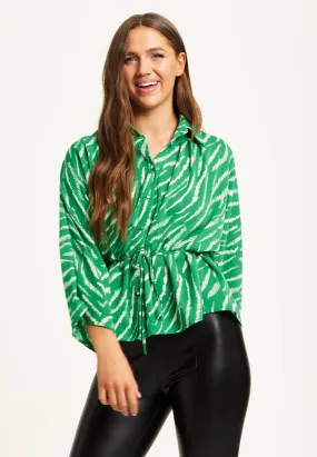 Liquorish Zebra Print Shirt With Long Sleeves And Tie Waist