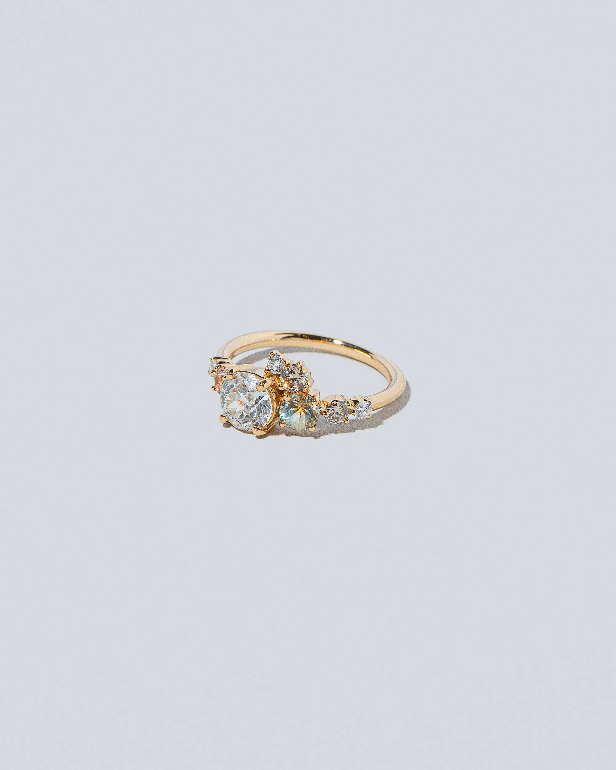 Luna Ring - White Diamond & Peach Topaz