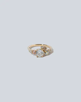 Luna Ring - White Diamond & Peach Topaz