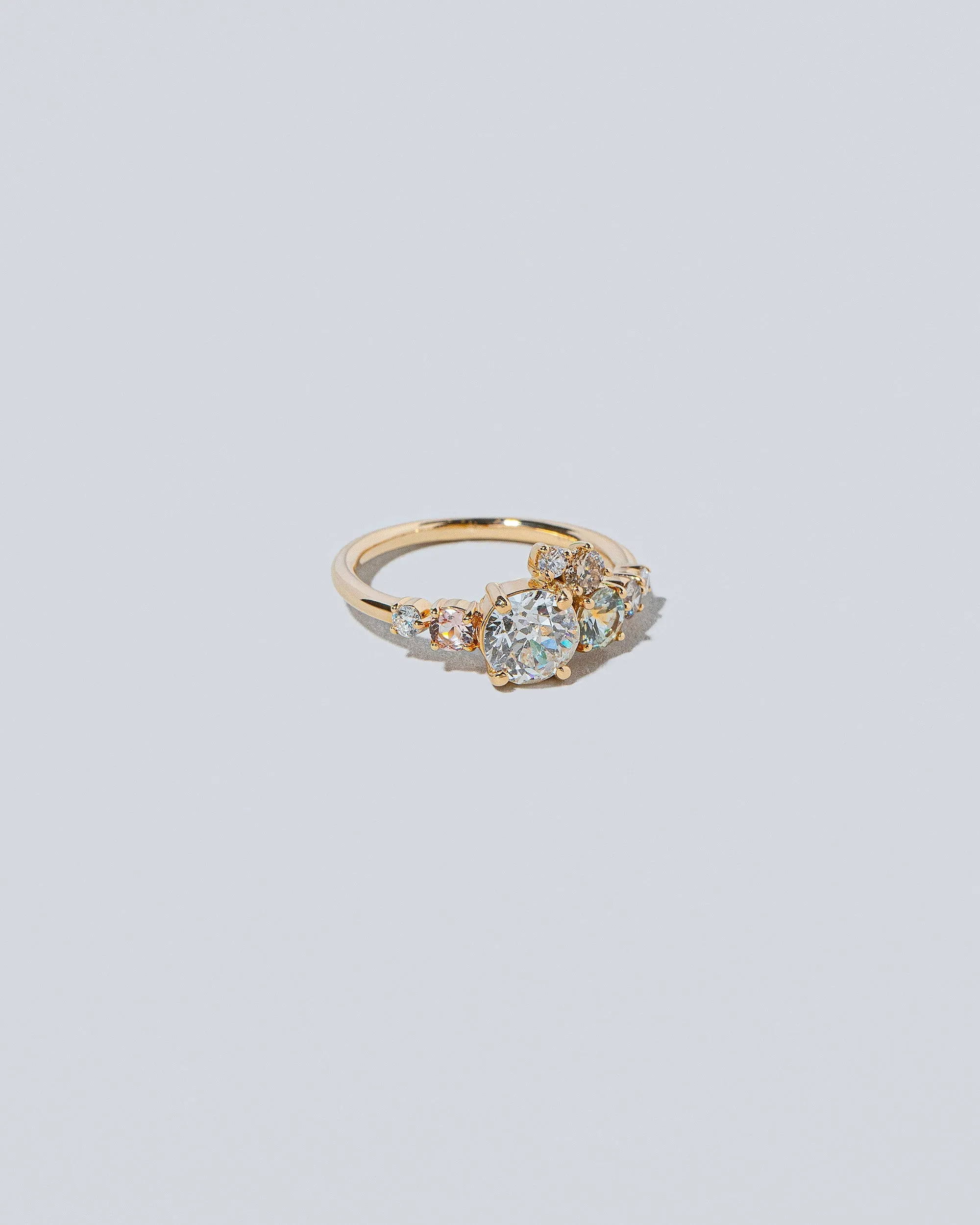 Luna Ring - White Diamond & Peach Topaz