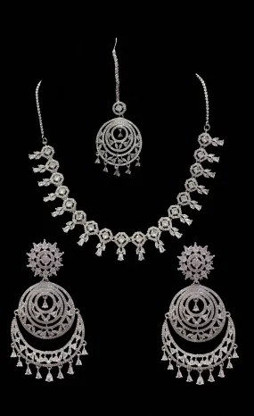 Mansi cz necklace set in silver plating ( READY TO SHIP  )