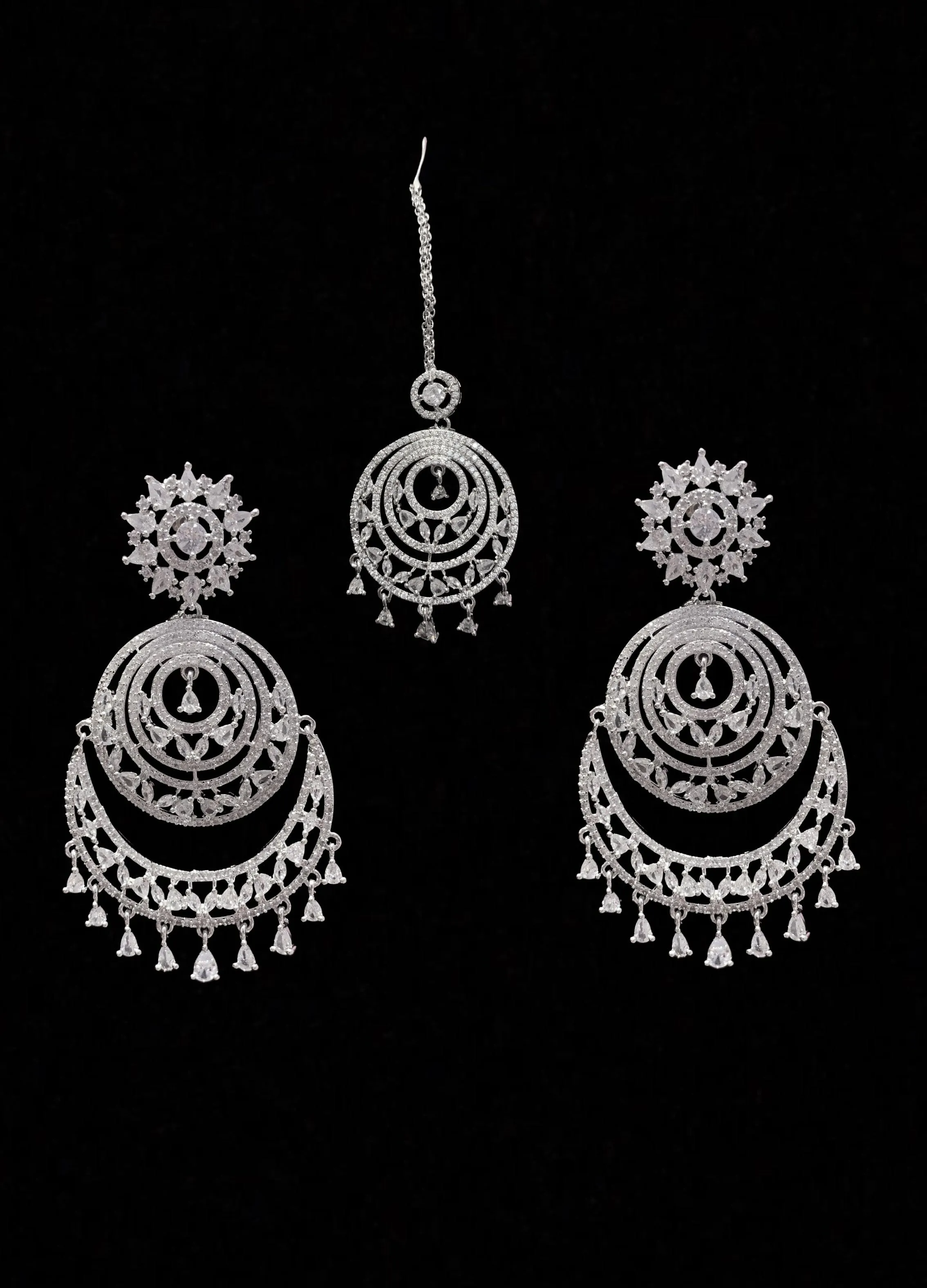 Mansi cz necklace set in silver plating ( READY TO SHIP  )