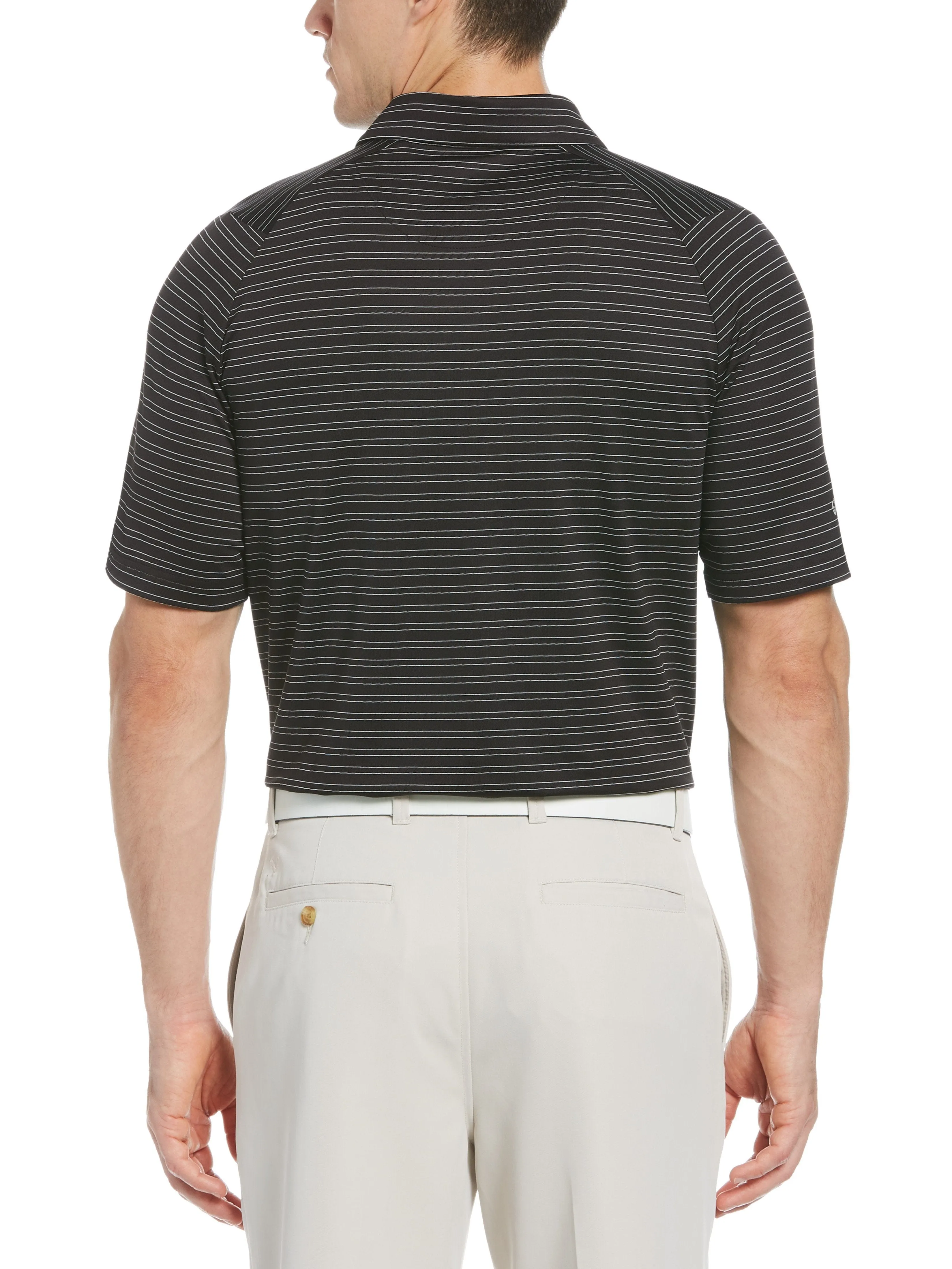 Mens Fine Line Ventilated Stripe Polo Shirt