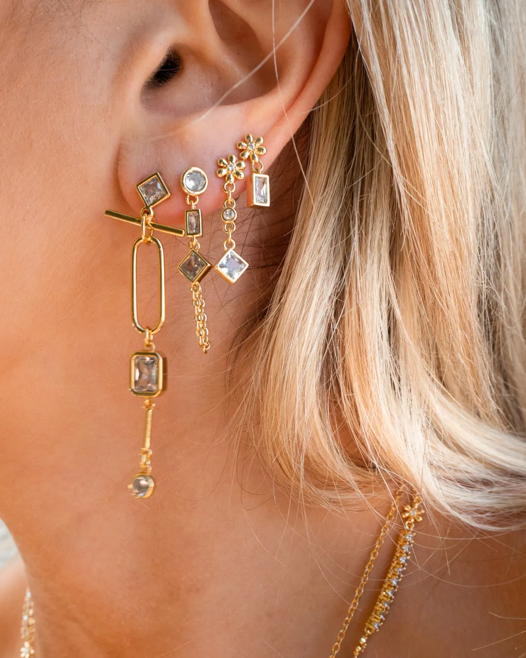 Mixte Chain Studs- Gold