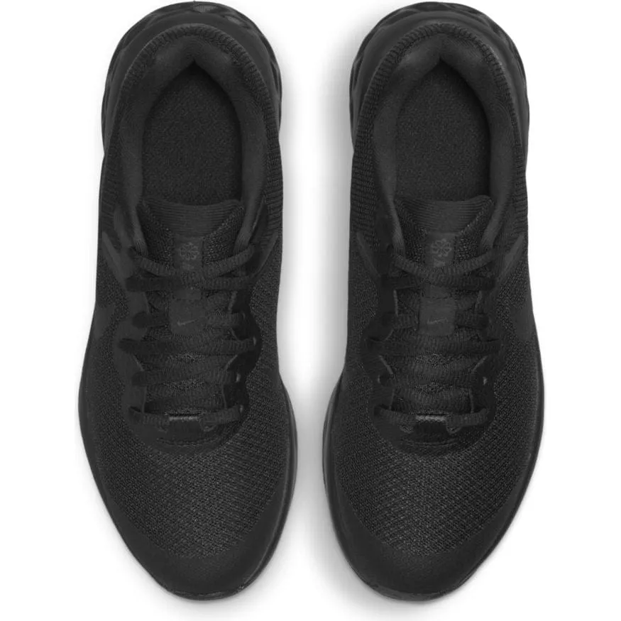 NIKE JUNIOR REVOLUTION 6 ROAD TRIPLE BLACK RUNNING SHOE