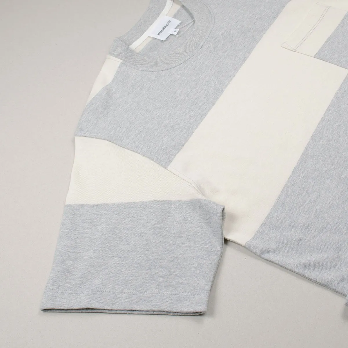 Norse Projects - Johannes Block Stripe T-shirt - Light Grey Melange